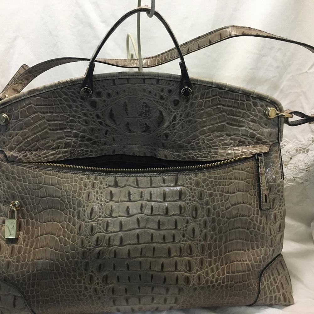 Furla Shoulder Piper Croc Embossed Leather Purse Satchel Handbag  Fashionable